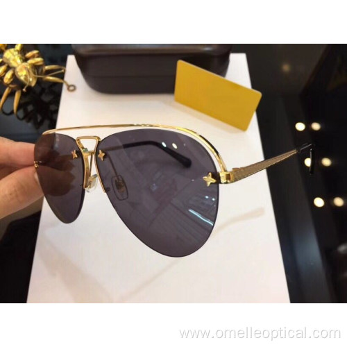 Semi Rimless Oval Sunglasses For Women